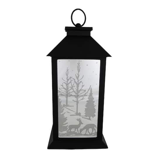 NorthLight 11" LED Lighted Deer & Winter Trees Christmas Lantern in Black | Michaels®
